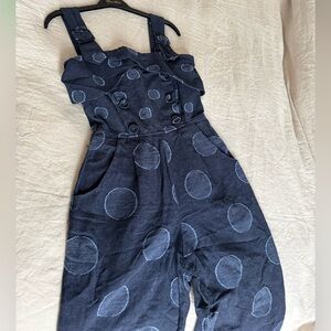 Stylish Dark Blue Polka Dot Jumpsuit